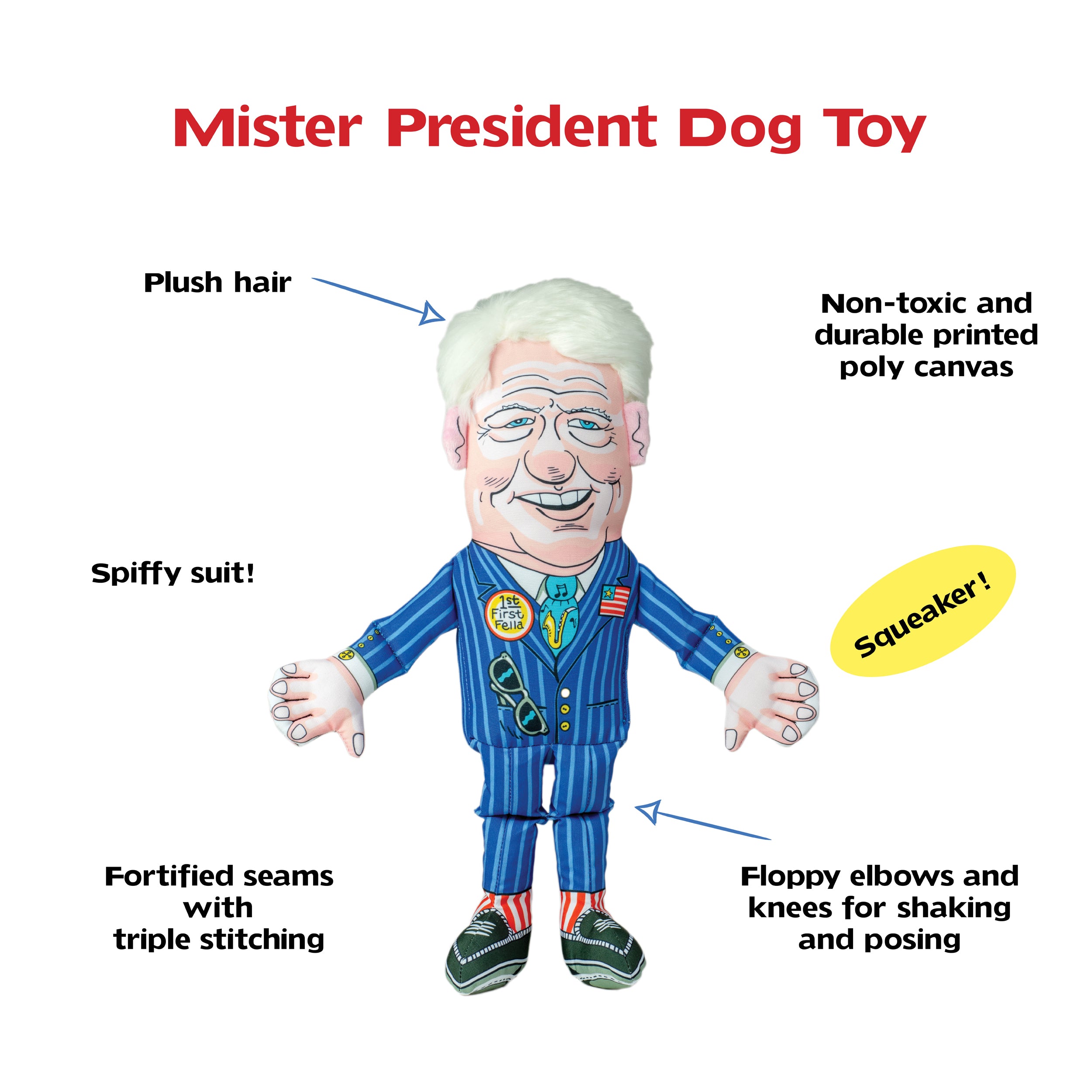 Downtown Pet Supply Supreme Leasher Political Dog Toy - Novelty Political  Parody, Dog Chew Toy with Squeaker - Plush Design with Double Stitching